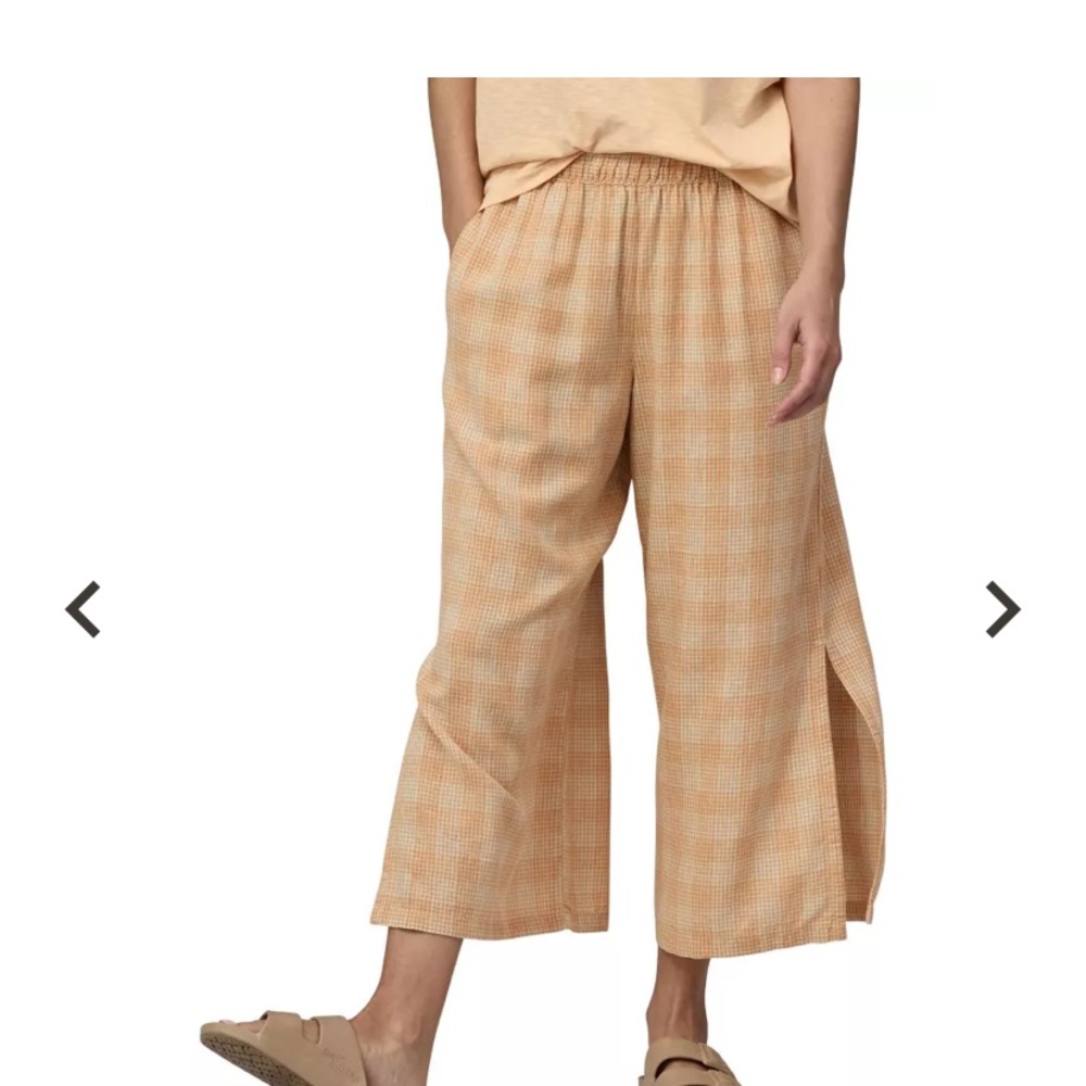 Patagonia Peach Plaid Wide-Leg Pants